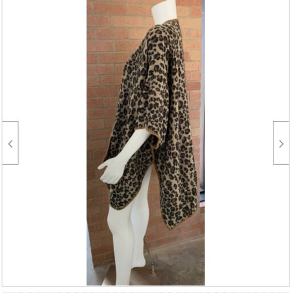 OPEN FRONT LEOPARD PRINT JACKET WRAP SWEATER OS - Picture 2 of 16